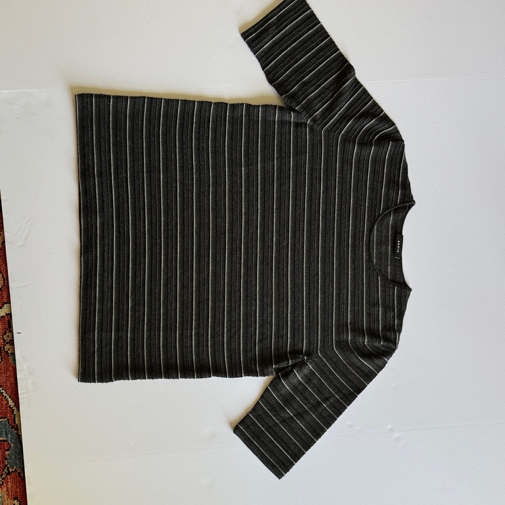 Akris Black White Silk Cashmere Knit Crewneck Top Size 6 - Picture 2 of 8